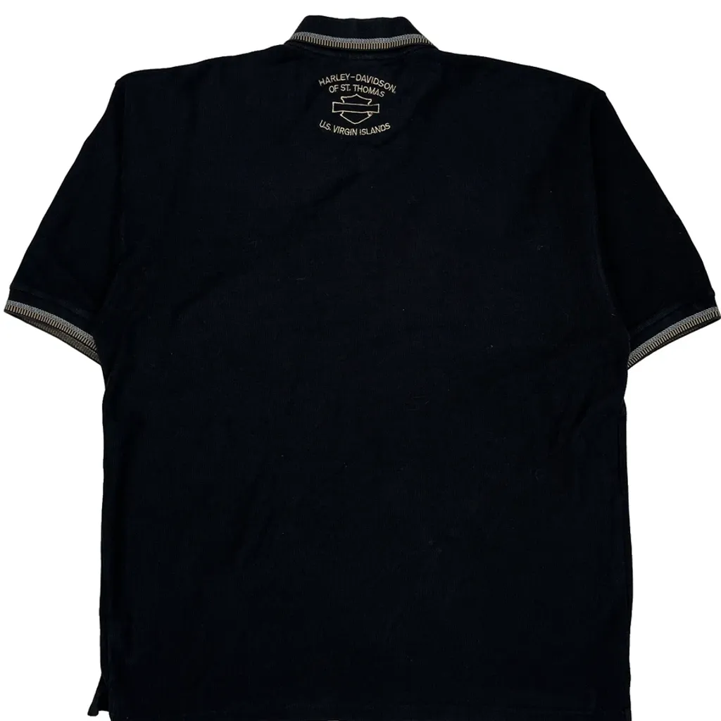 St. Thomas US Virgin Islands Harley Davidson Polo Shirt - XL Black Cotton - Image 7