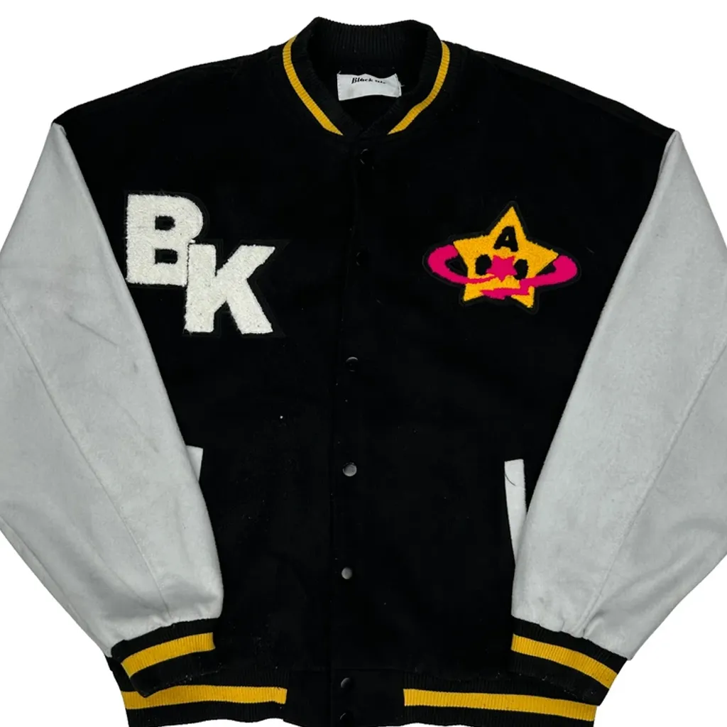 Star Logo Blackair Graphic Varsity Jacket - XL Black Polyester - Image 5