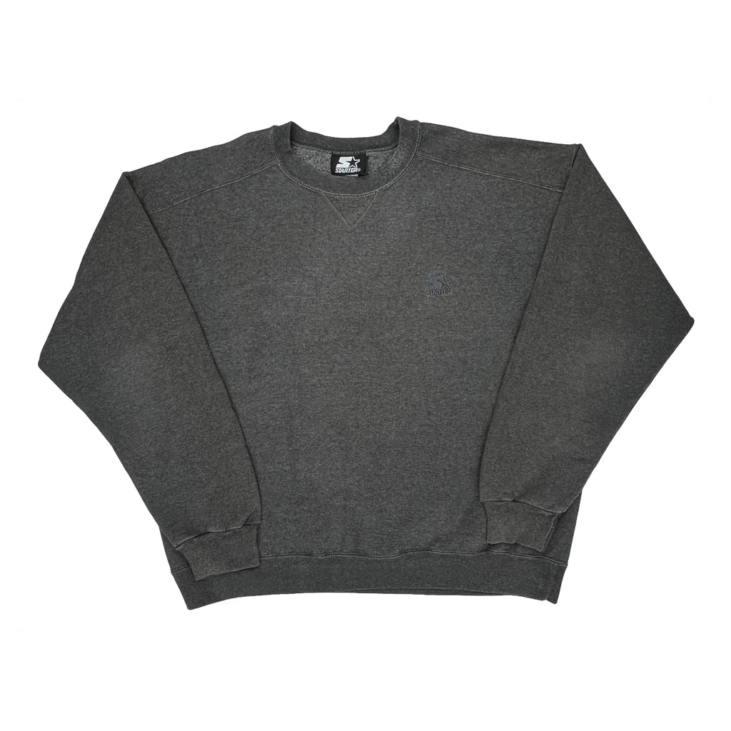 Starter Sweatshirt - Large Gray Cotton Blend