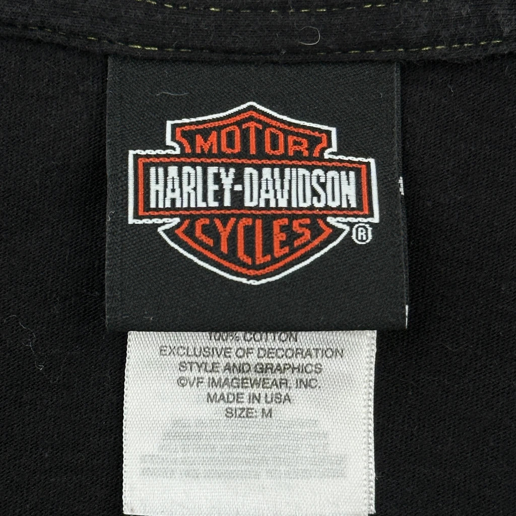 Starved Rock Harley Davidson Graphic Long Sleeve T-Shirt - Medium Black Cotton - Image 3