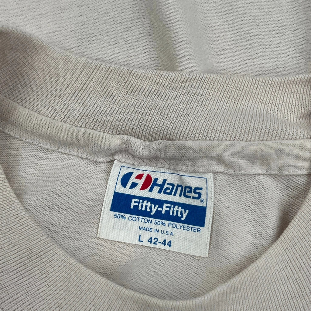 State University Of Iowa Hanes College T-Shirt - Large Beige Cotton Blend - Image 3