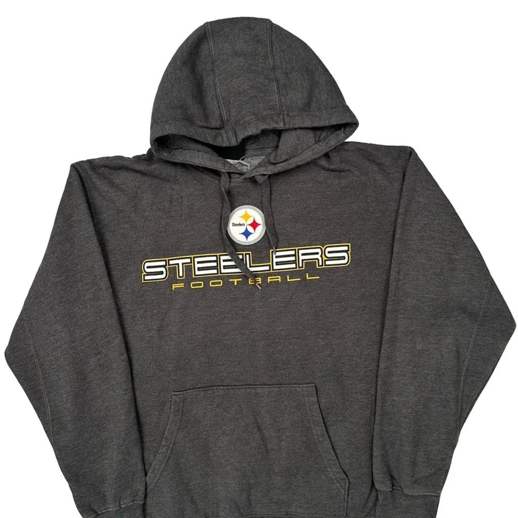 Steelers Nfl Hoodie - XL Grey Cotton Blend - Image 6