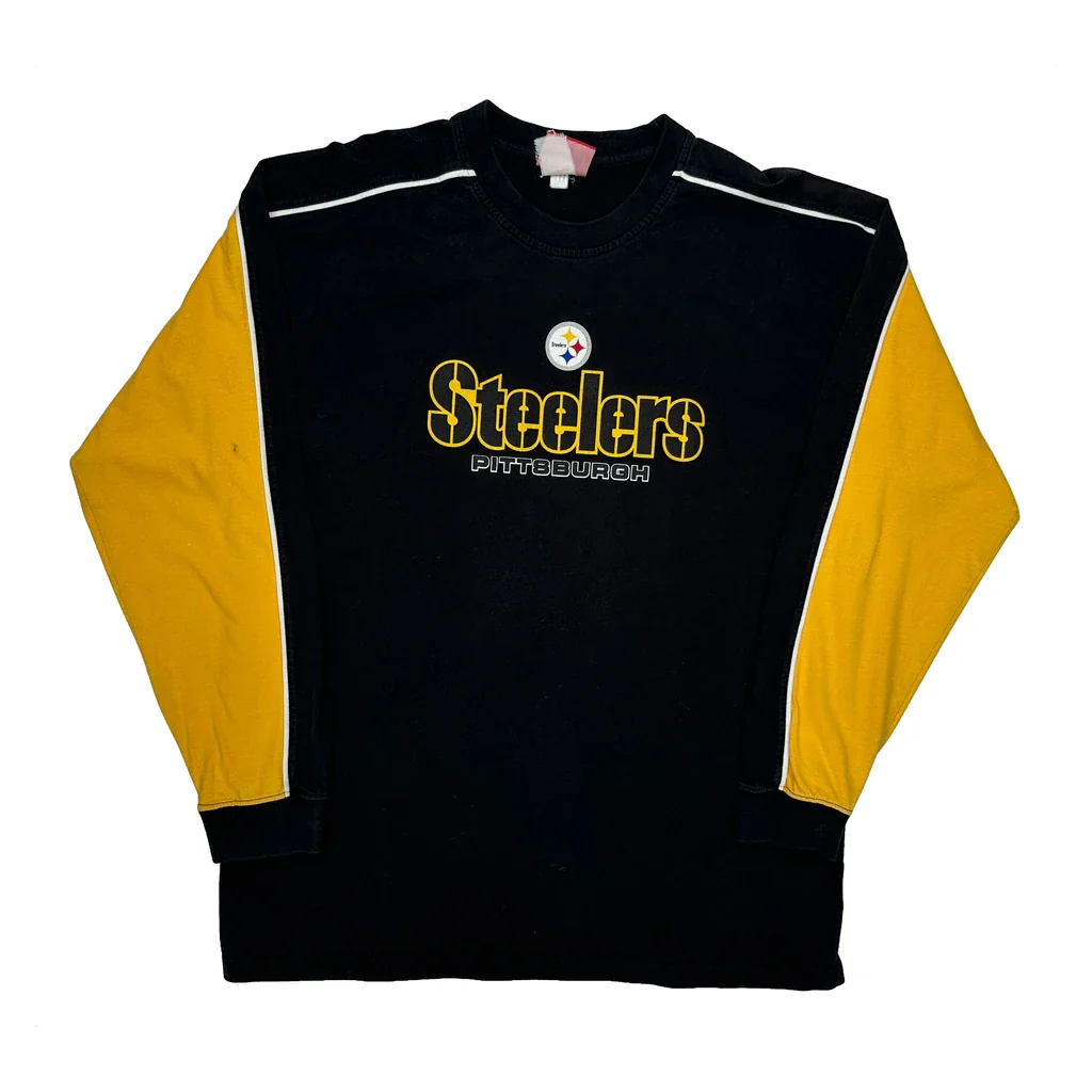 Steelers Nfl Long Sleeve T-Shirt - Large Black Cotton