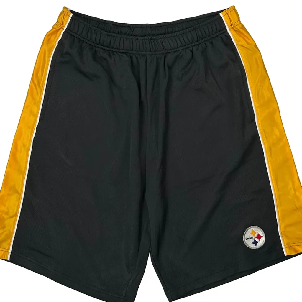 Steelers Nfl Sport Shorts - Large Black Polyester - Image 4