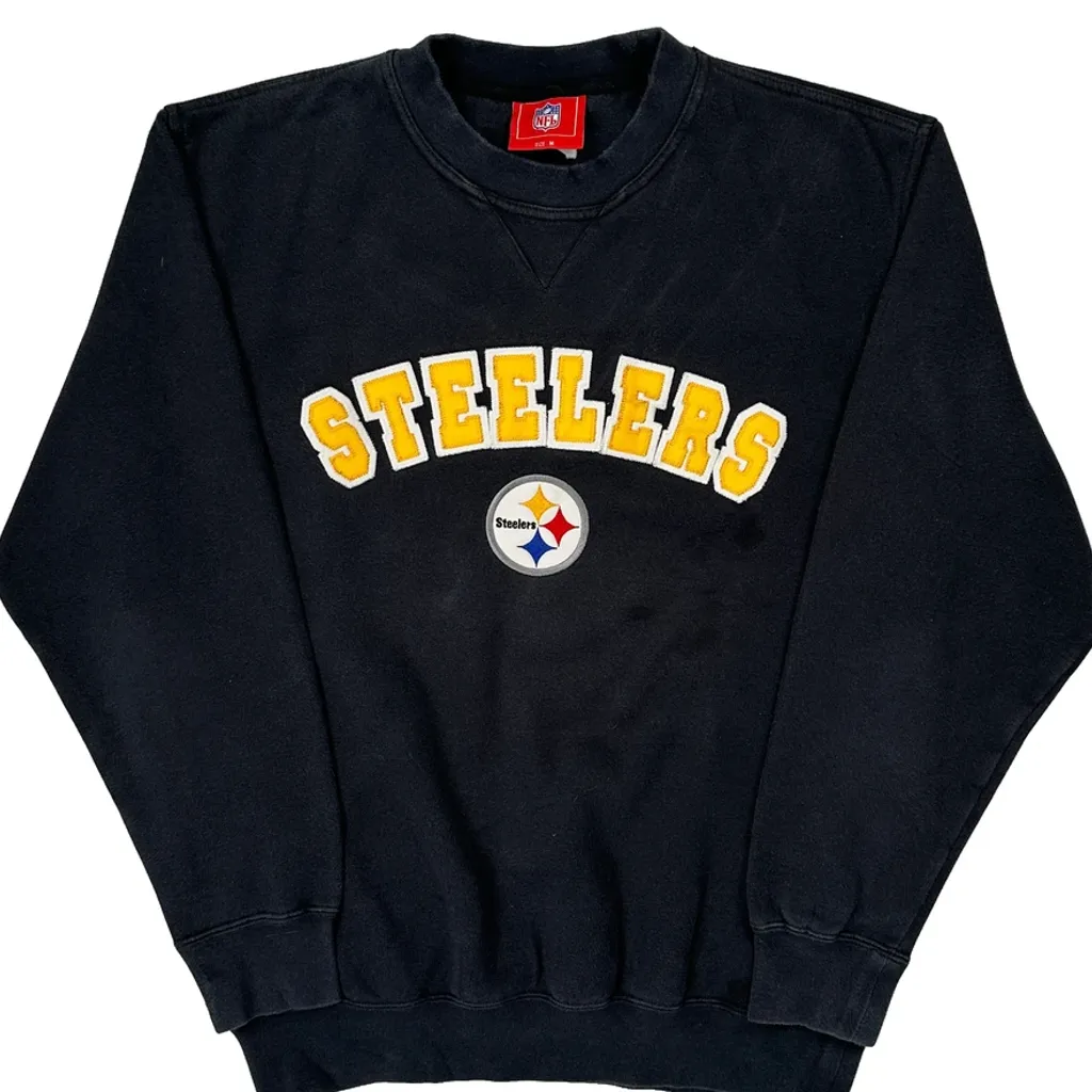Steelers Nfl Football Sweatshirt - Medium Black Cotton - Image 4