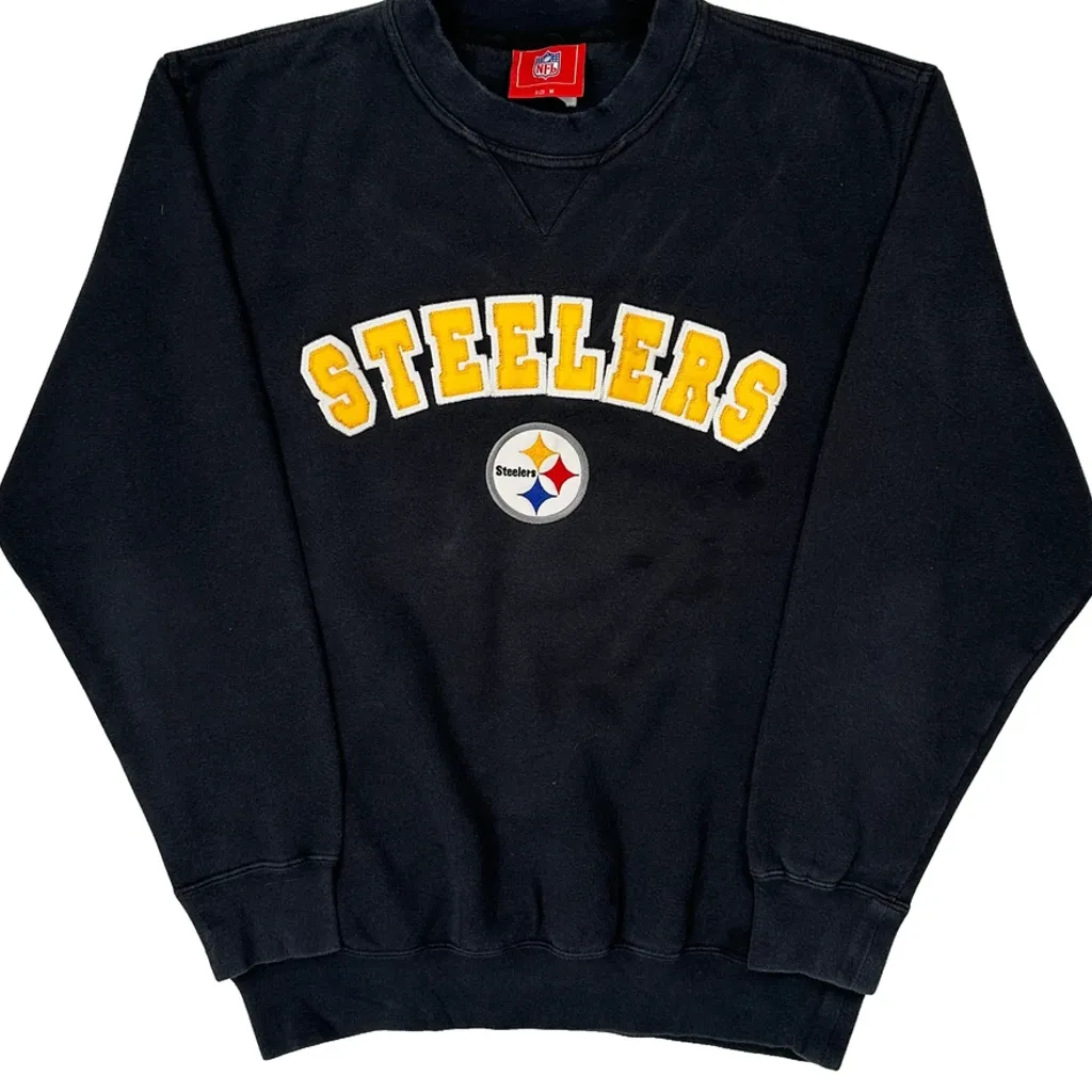 Steelers Nfl Football Sweatshirt - Medium Black Cotton - Image 5