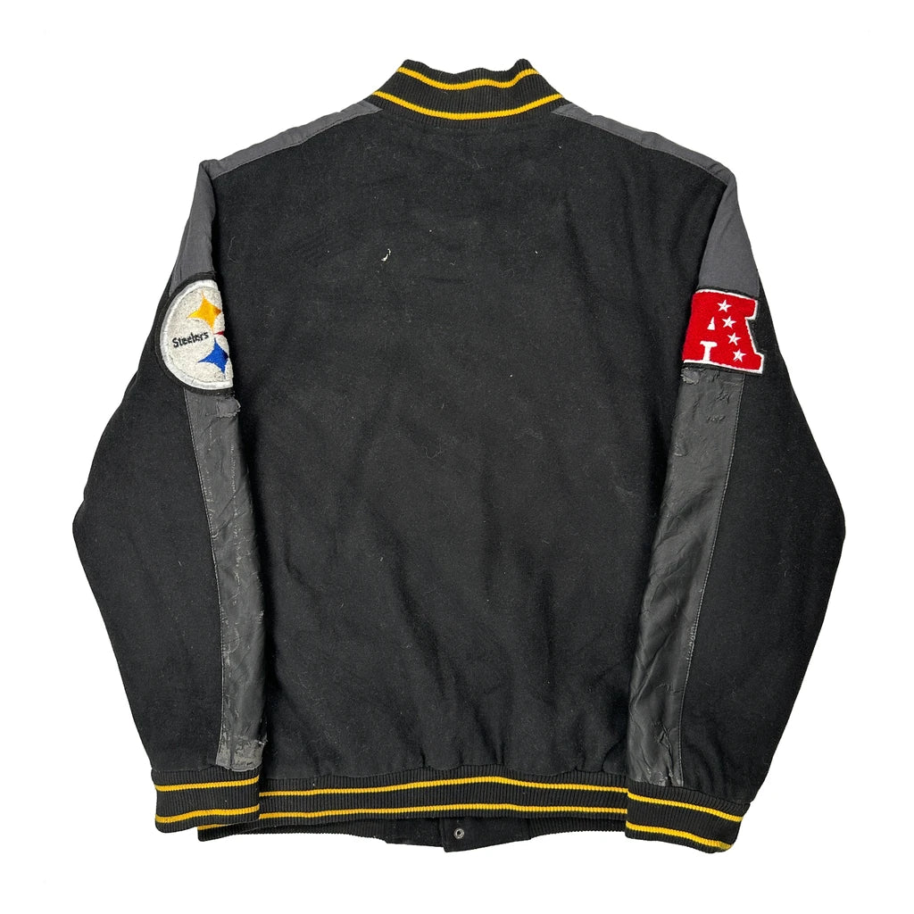 Steelers Nfl Football Varsity Jacket - XL Black Wool Blend - Image 2