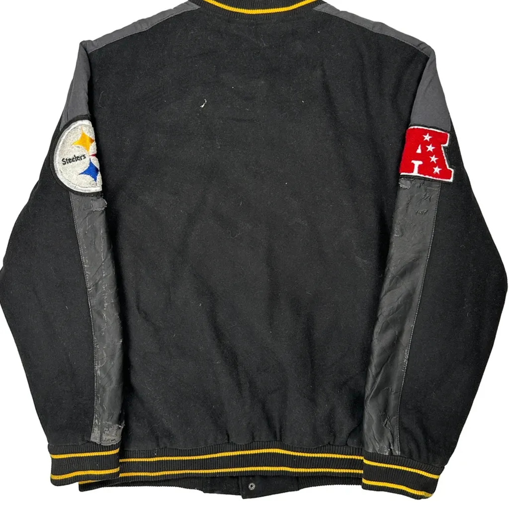 Steelers Nfl Football Varsity Jacket - XL Black Wool Blend - Image 6