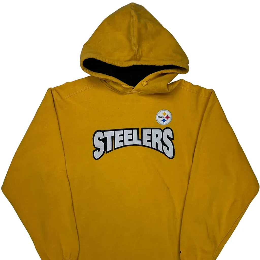 Steelers Reebok Football Hoodie - Medium Yellow Cotton - Image 5