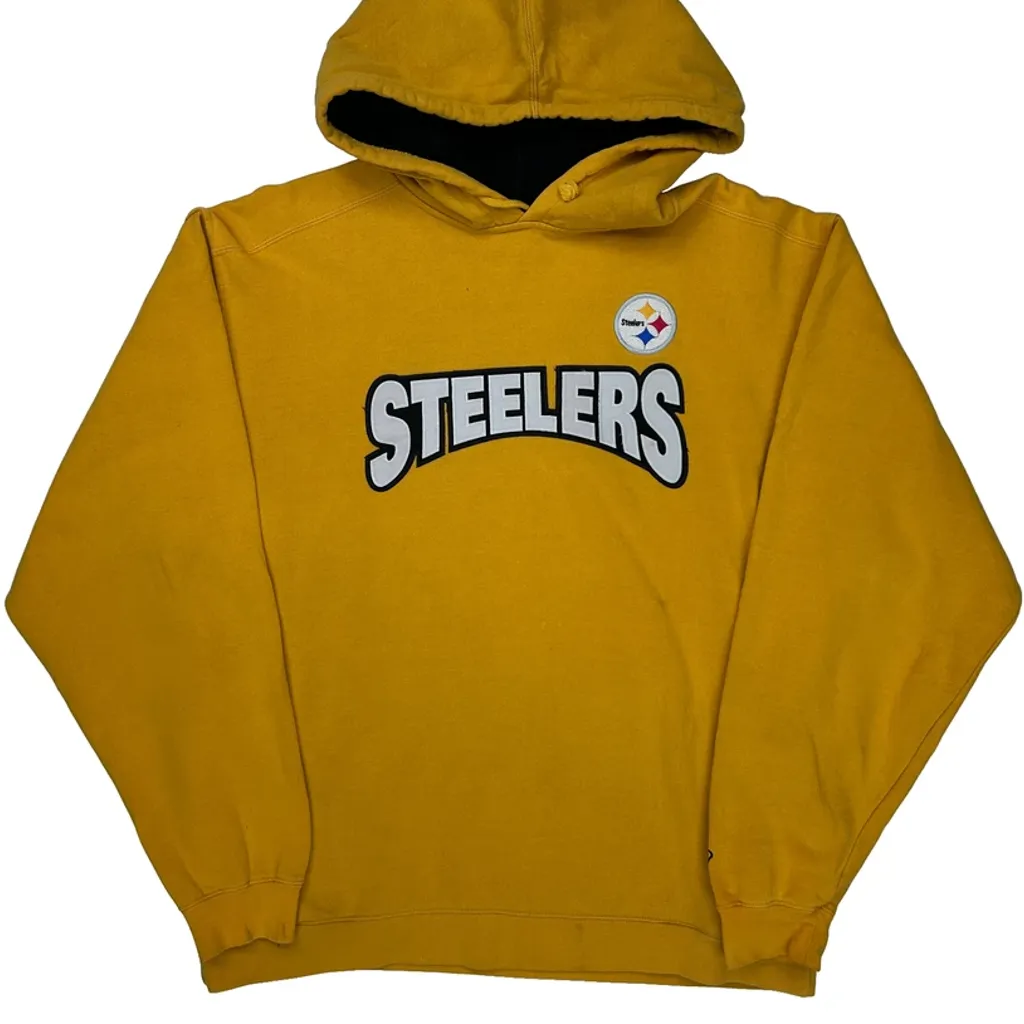 Steelers Reebok Football Hoodie - Medium Yellow Cotton - Image 6