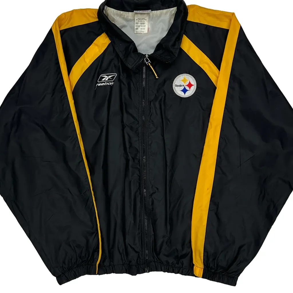 Steelers Reebok Nfl Windbreaker - XL Black Nylon - Image 4