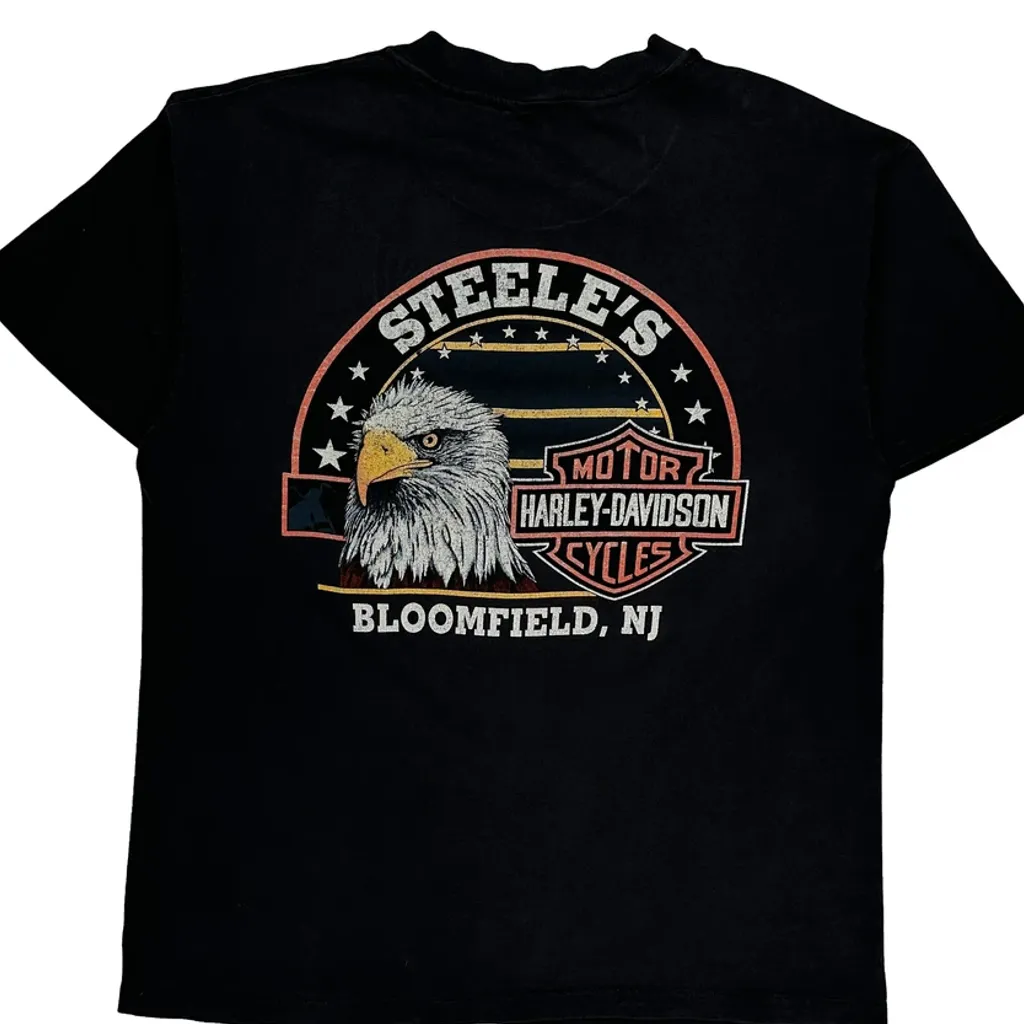 Steele'S Bloomfield, Nj Harley Davidson Graphic T-Shirt - Medium Black Cotton - Image 7