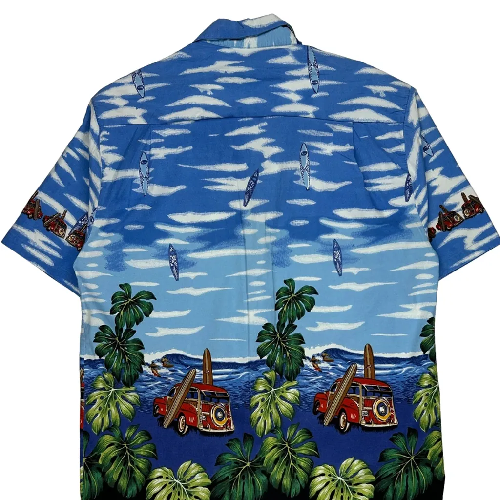Steve & Barry Graphic Hawaiian Shirt - XL Blue Cotton - Image 6