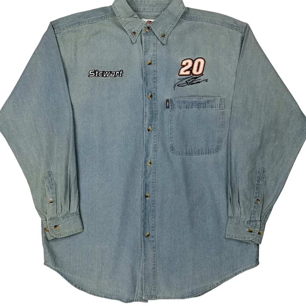 Stewart Winners Circle Nascar Denim Shirt - Medium Light Wash Cotton - Image 4