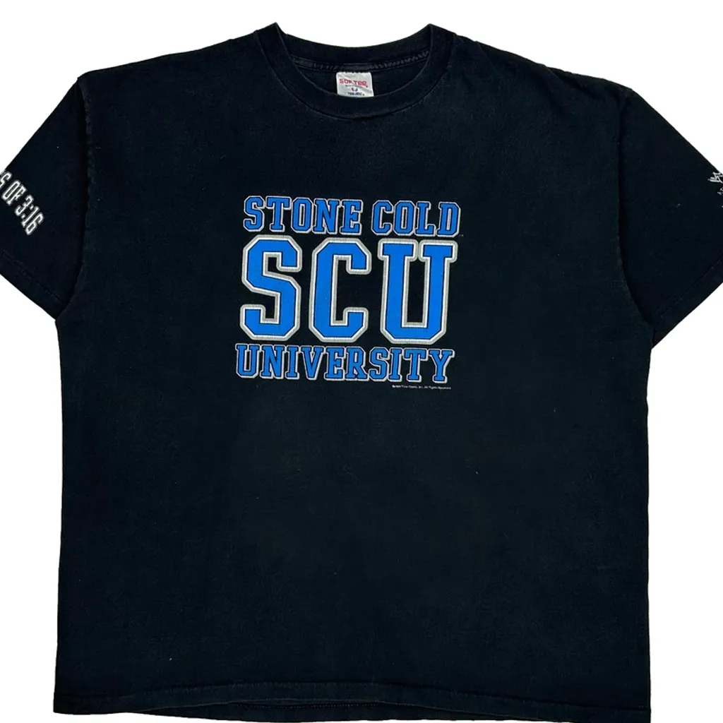 Stone Cold Scu University Tee Jays Single Stitch T-Shirt - 2XL Black Cotton - Image 5