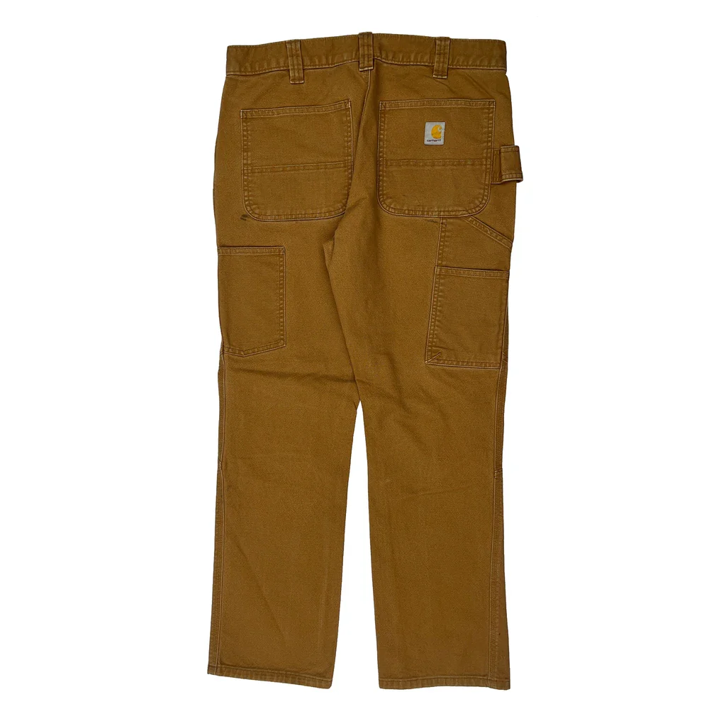 Straight Fit Carhartt Carpenter Trousers - 32W 28L Brown Cotton