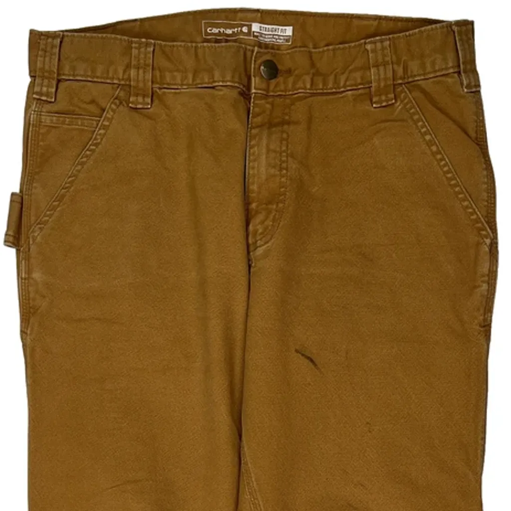 Straight Fit Carhartt Carpenter Trousers - 32W 28L Brown Cotton - Image 10