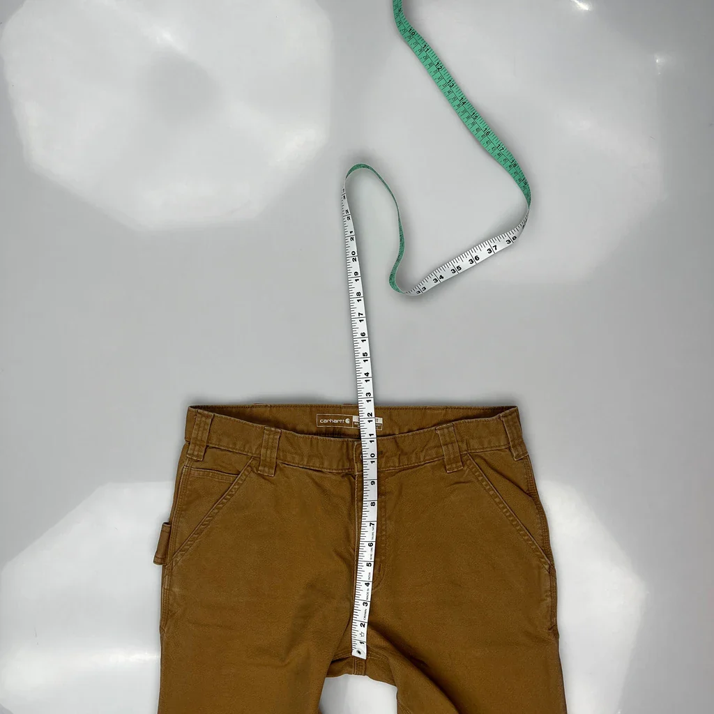 Straight Fit Carhartt Carpenter Trousers - 32W 28L Brown Cotton - Image 4