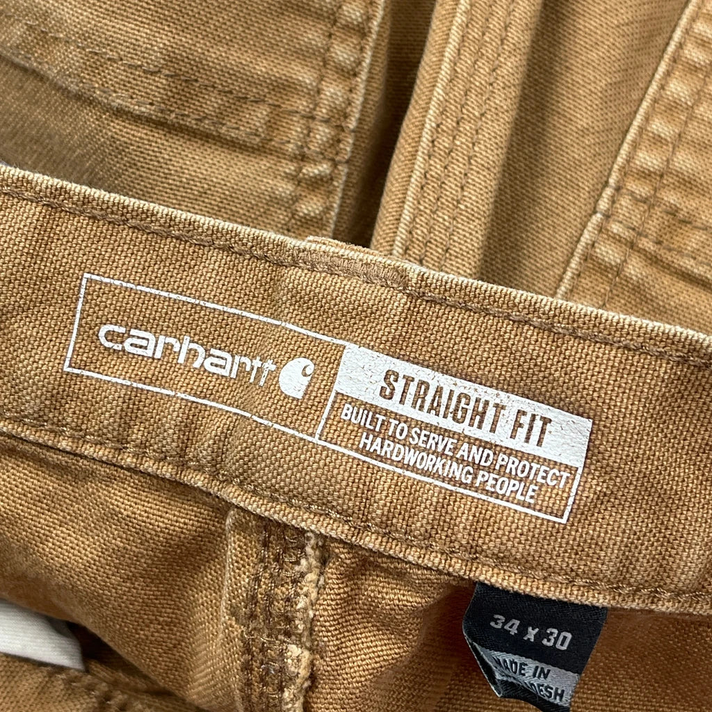 Straight Fit Carhartt Carpenter Trousers - 32W 28L Brown Cotton - Image 6