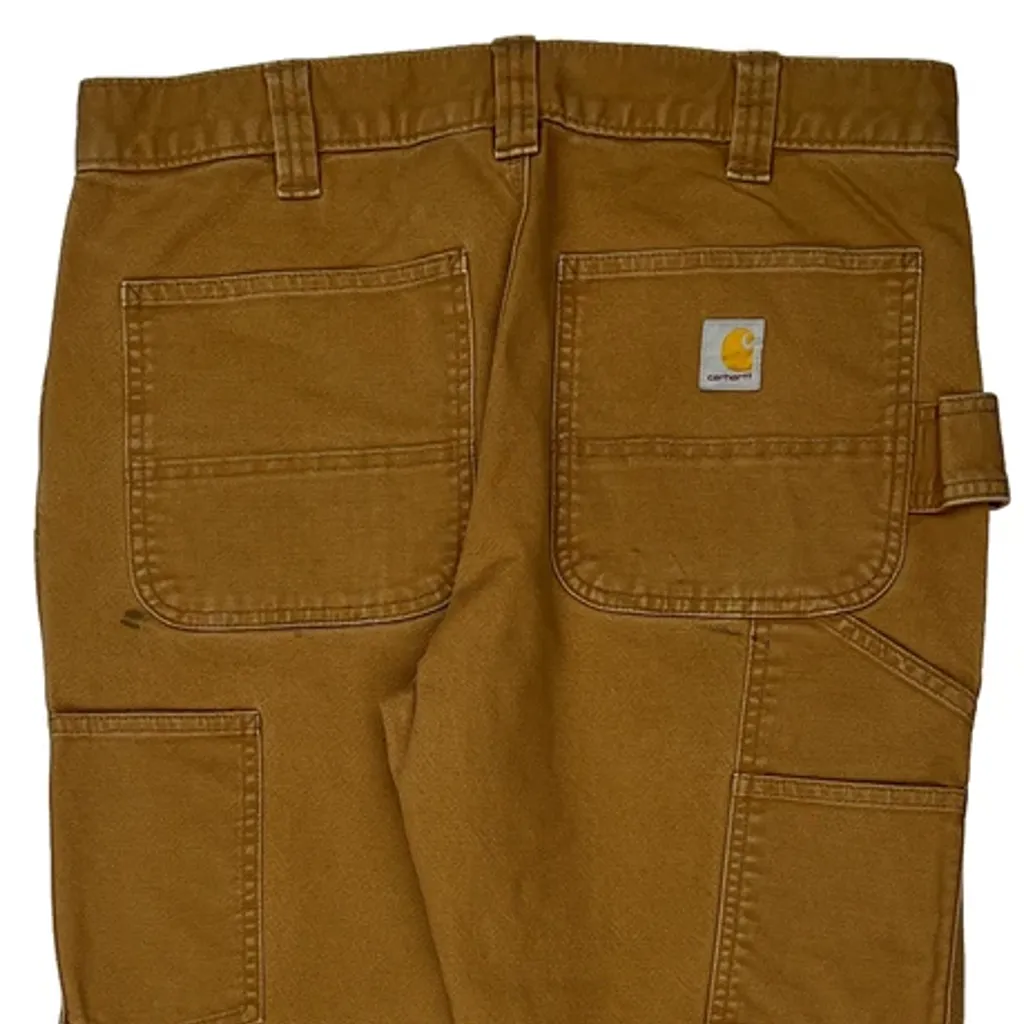 Straight Fit Carhartt Carpenter Trousers - 32W 28L Brown Cotton - Image 8