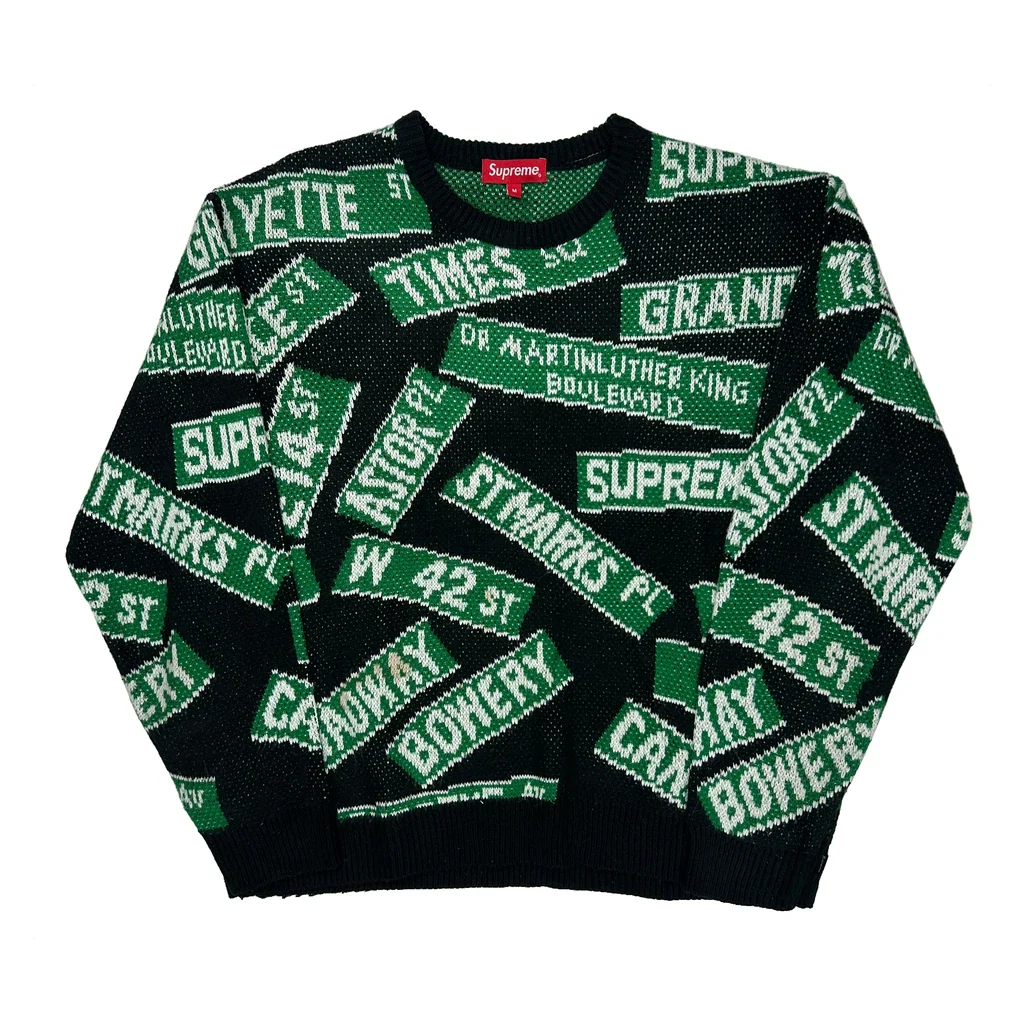 Street Signs Supreme Sweater - Medium Black Cotton