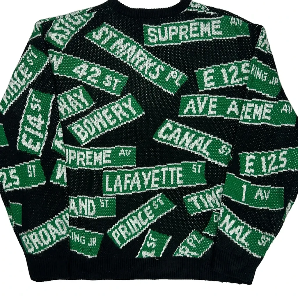 Street Signs Supreme Sweater - Medium Black Cotton - Image 6