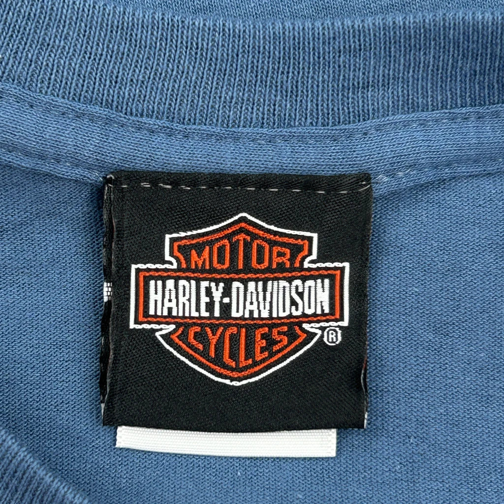 Strength Is Built Harley Davidson Graphic T-Shirt - XL Blue Cotton - Image 3