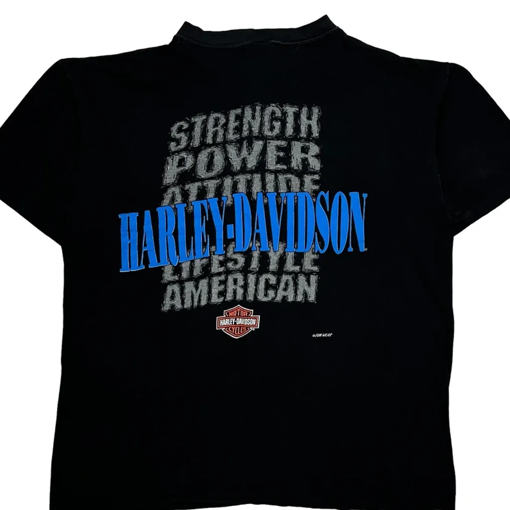 Strength Power Attitude Lifestyle American Harley Davidson Graphic T-Shirt - Large Black Cotton - Image 6