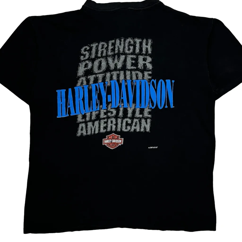 Strength Power Attitude Lifestyle American Harley Davidson Graphic T-Shirt - Large Black Cotton - Image 7