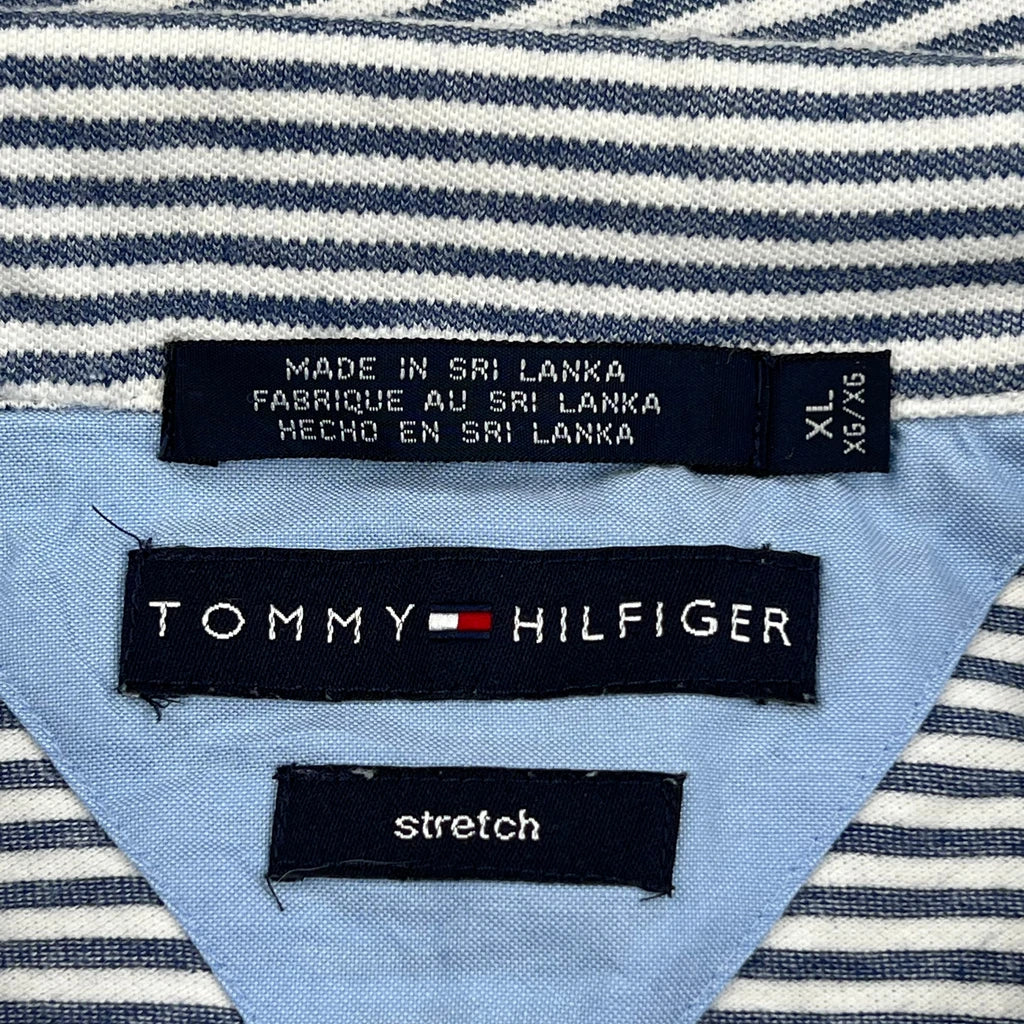 Stretch Tommy Hilfiger Striped Polo Shirt - XL Black & White Cotton - Image 3