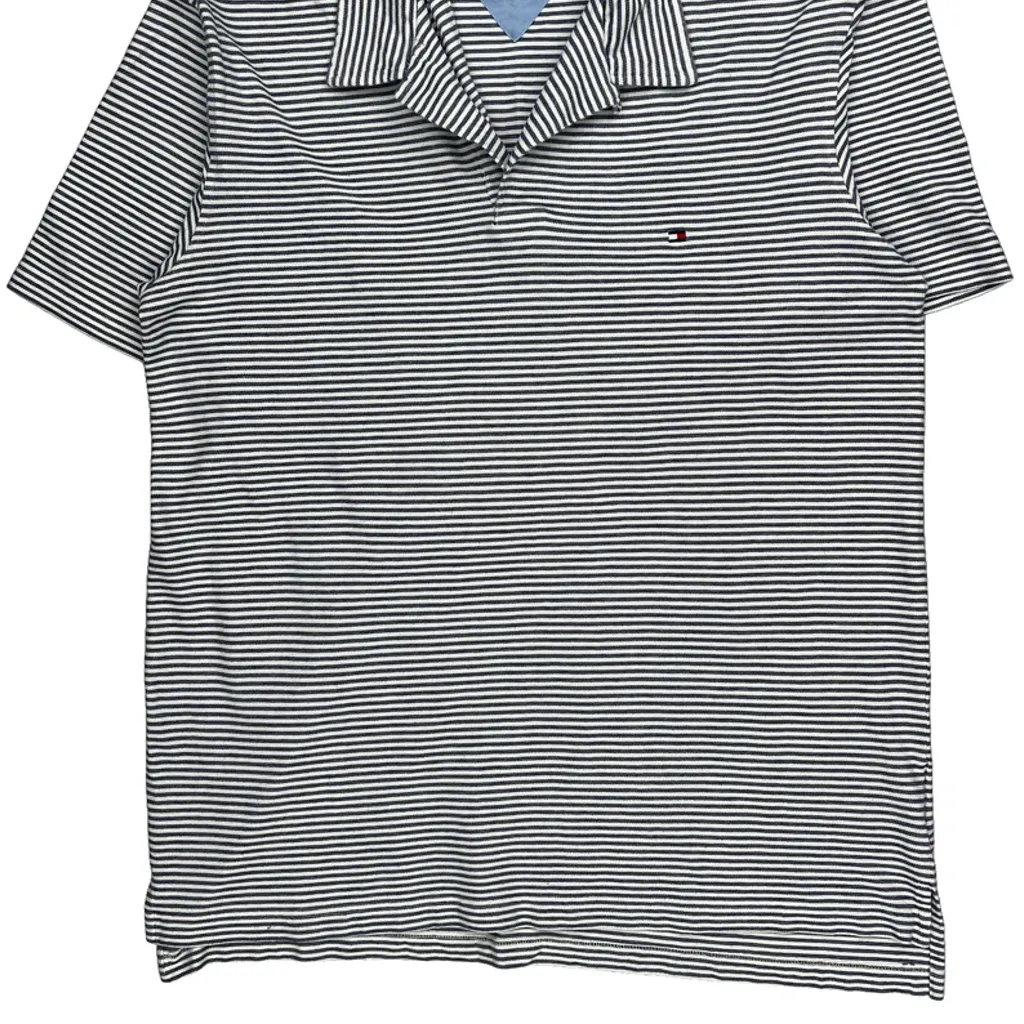 Stretch Tommy Hilfiger Striped Polo Shirt - XL Black & White Cotton - Image 5