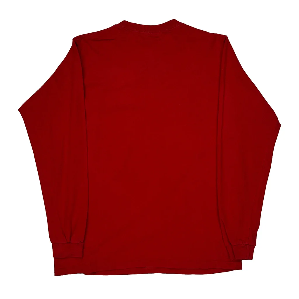Stripes Adidas Long Sleeve T-Shirt - XL Red Cotton - Image 2