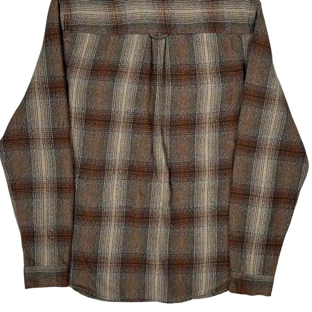 Stronghold Checked Flannel Shirt - Small Brown Wool Blend - Image 7
