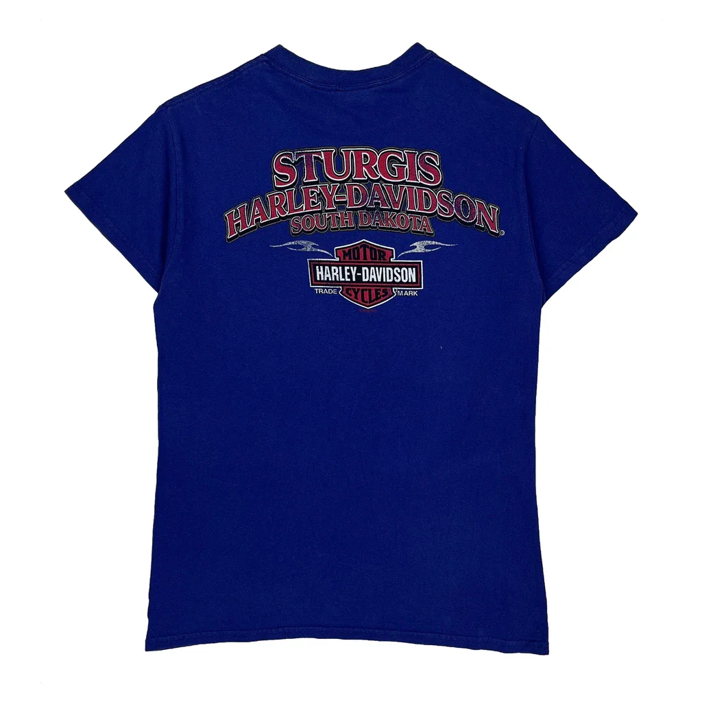 Sturgis Black Hills Rally 2022 Harley Davidson Graphic T-Shirt - Small Blue Cotton - Image 2