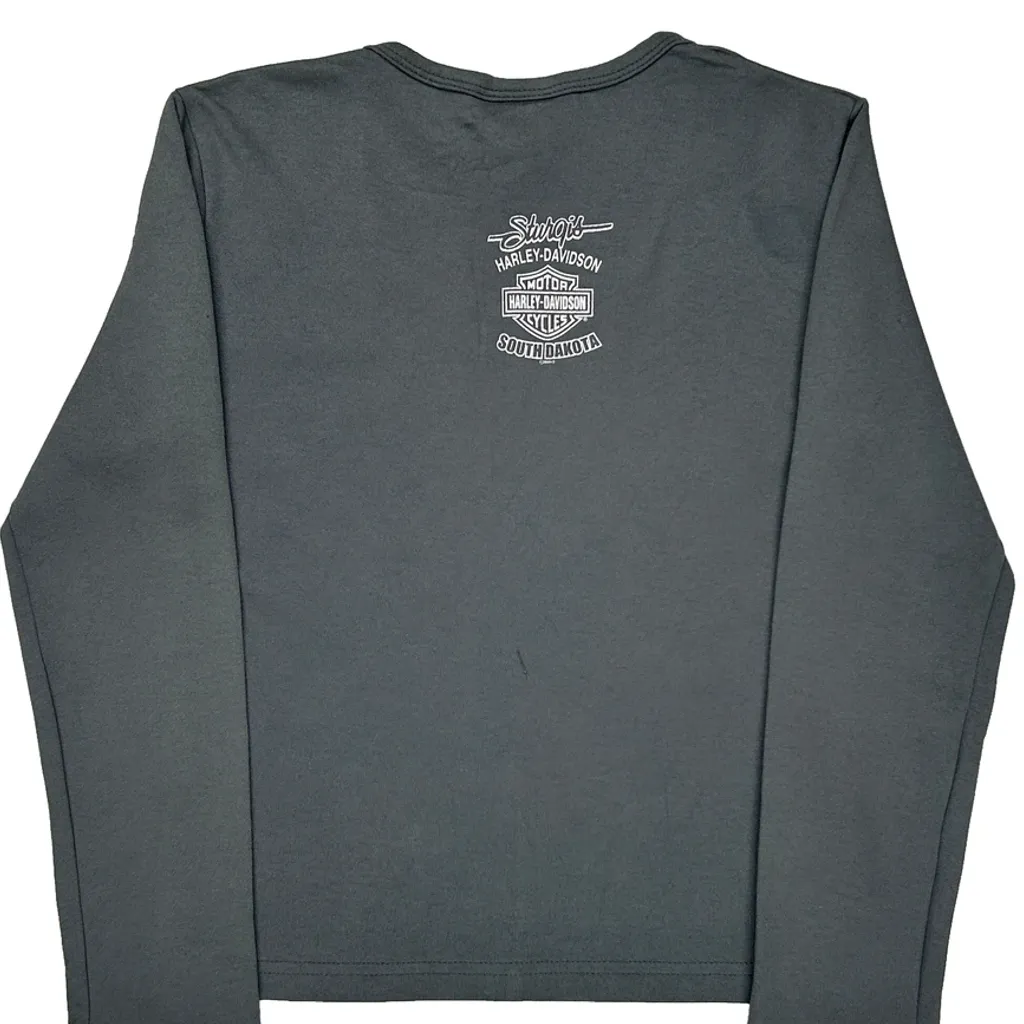 Sturgis Harley Davidson Graphic Long Sleeve T-Shirt - Medium Grey Cotton - Image 6