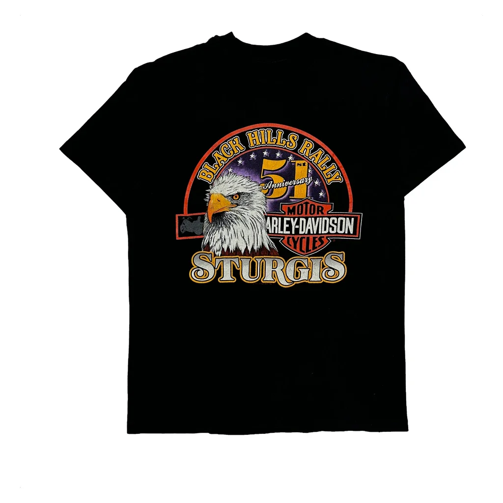 Sturgis Harley Davidson Graphic T-Shirt - Large Black Cotton
