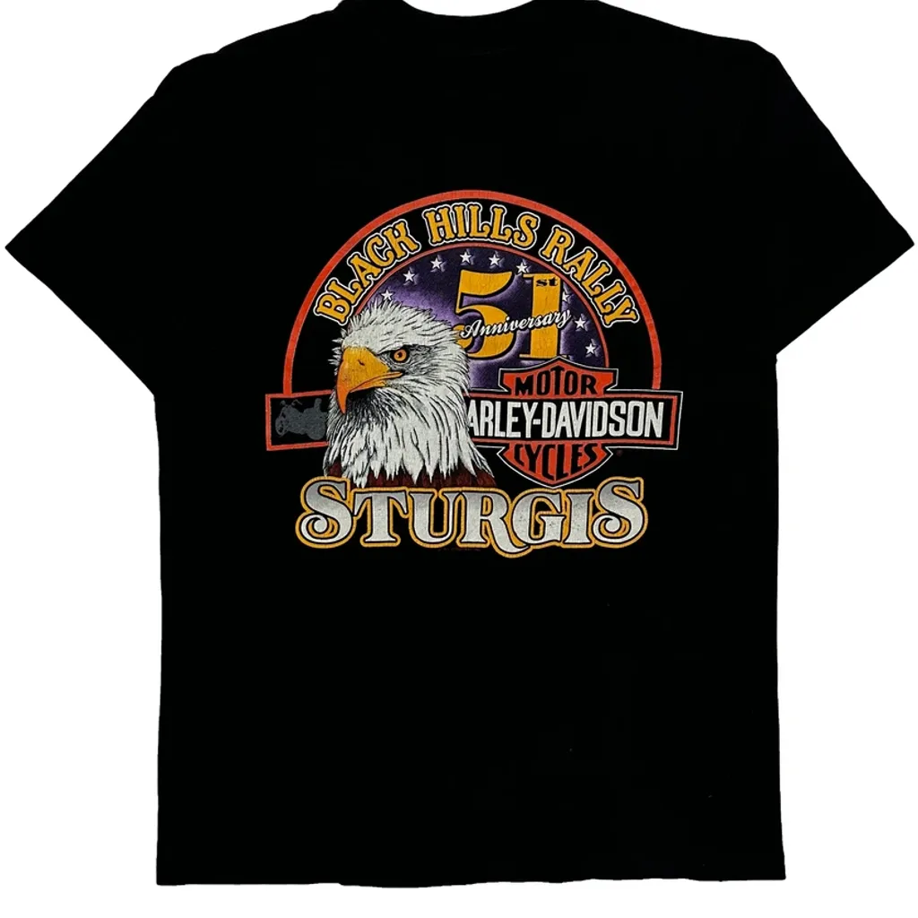 Sturgis Harley Davidson Graphic T-Shirt - Large Black Cotton - Image 4