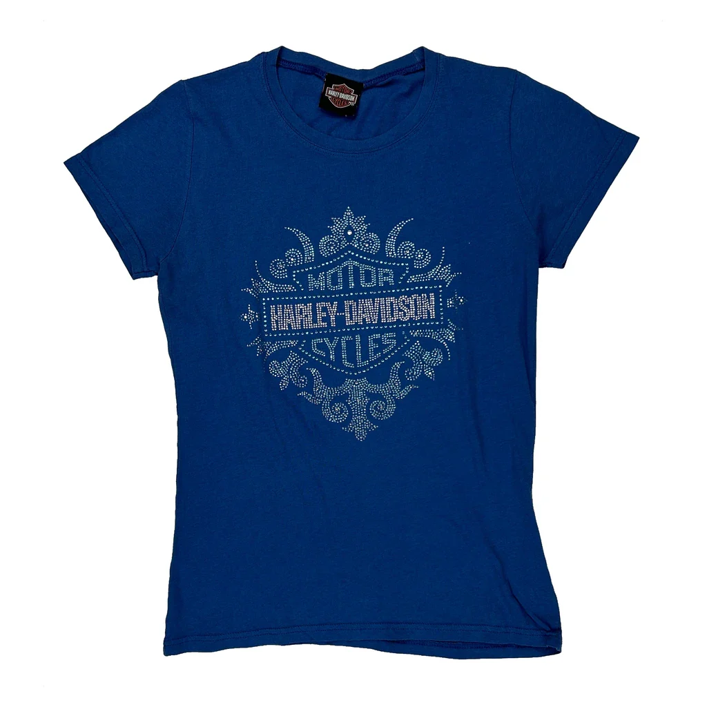 Sturgis Harley Davidson Graphic T-Shirt - Medium Blue Cotton