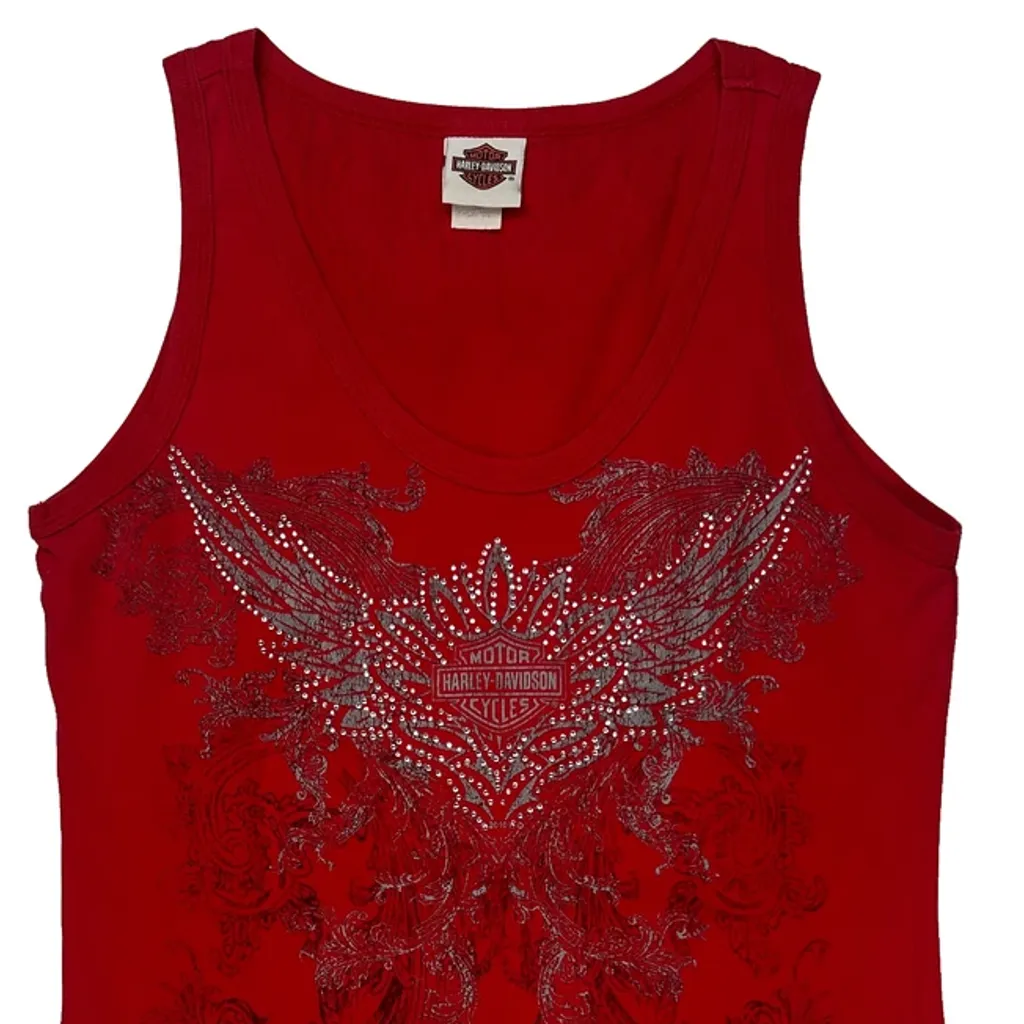 Sturgis Harley Davidson Studded Tank Top - XL Red Cotton - Image 4