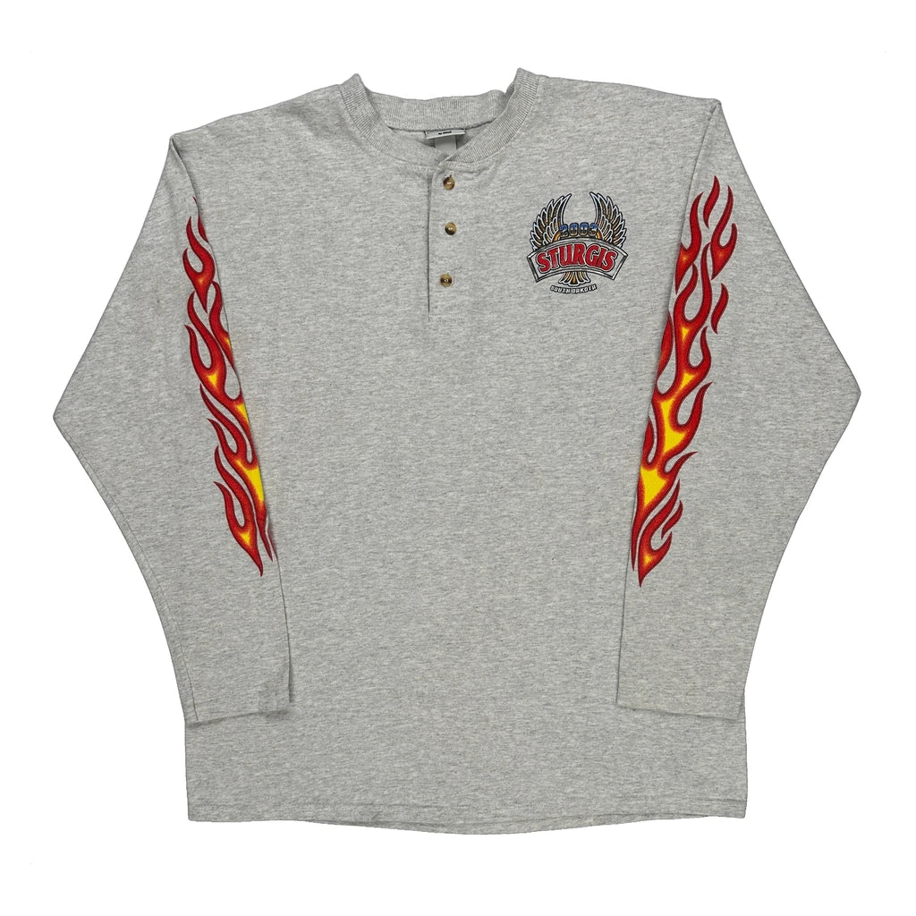 Sturgis South Dakota 2003 Anvil Graphic Long Sleeve T-Shirt - Large Gray Cotton