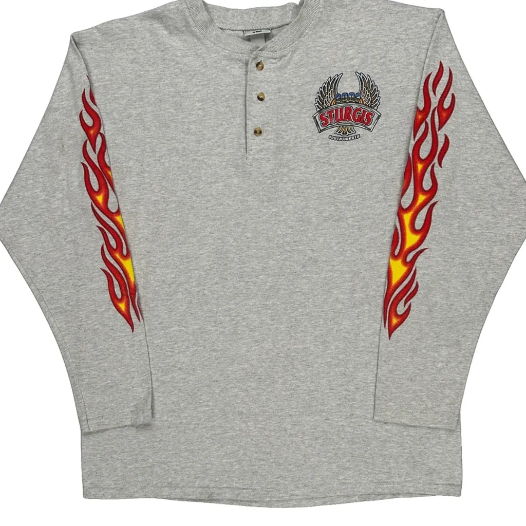 Sturgis South Dakota 2003 Anvil Graphic Long Sleeve T-Shirt - Large Gray Cotton - Image 4