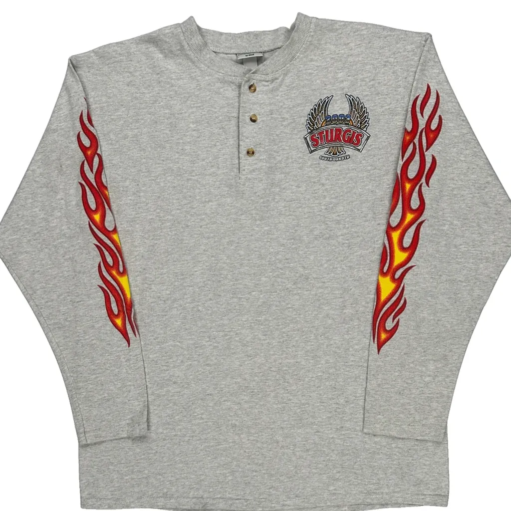 Sturgis South Dakota 2003 Anvil Graphic Long Sleeve T-Shirt - Large Gray Cotton - Image 5
