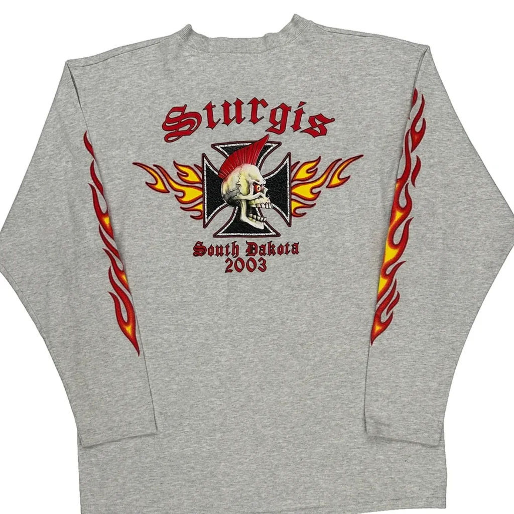 Sturgis South Dakota 2003 Anvil Graphic Long Sleeve T-Shirt - Large Gray Cotton - Image 6