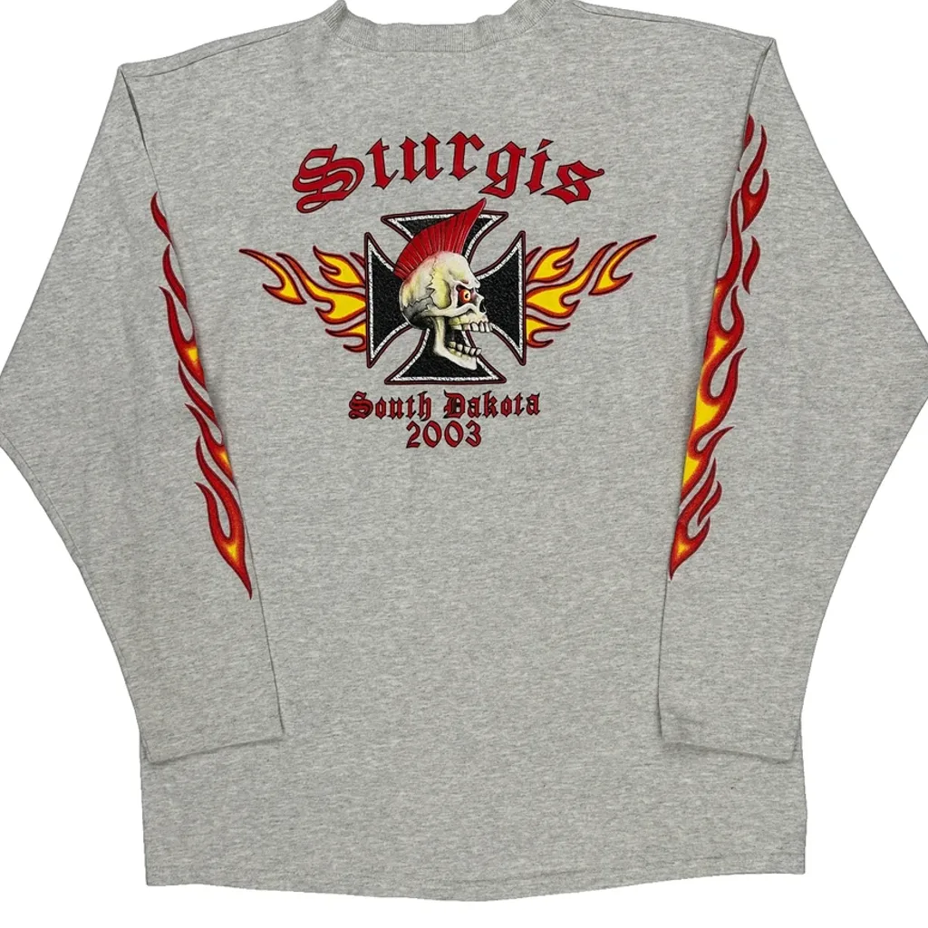 Sturgis South Dakota 2003 Anvil Graphic Long Sleeve T-Shirt - Large Gray Cotton - Image 7