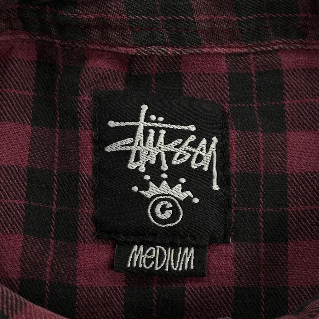 Stussy Checked Flannel Shirt - Medium Red Cotton - Image 3