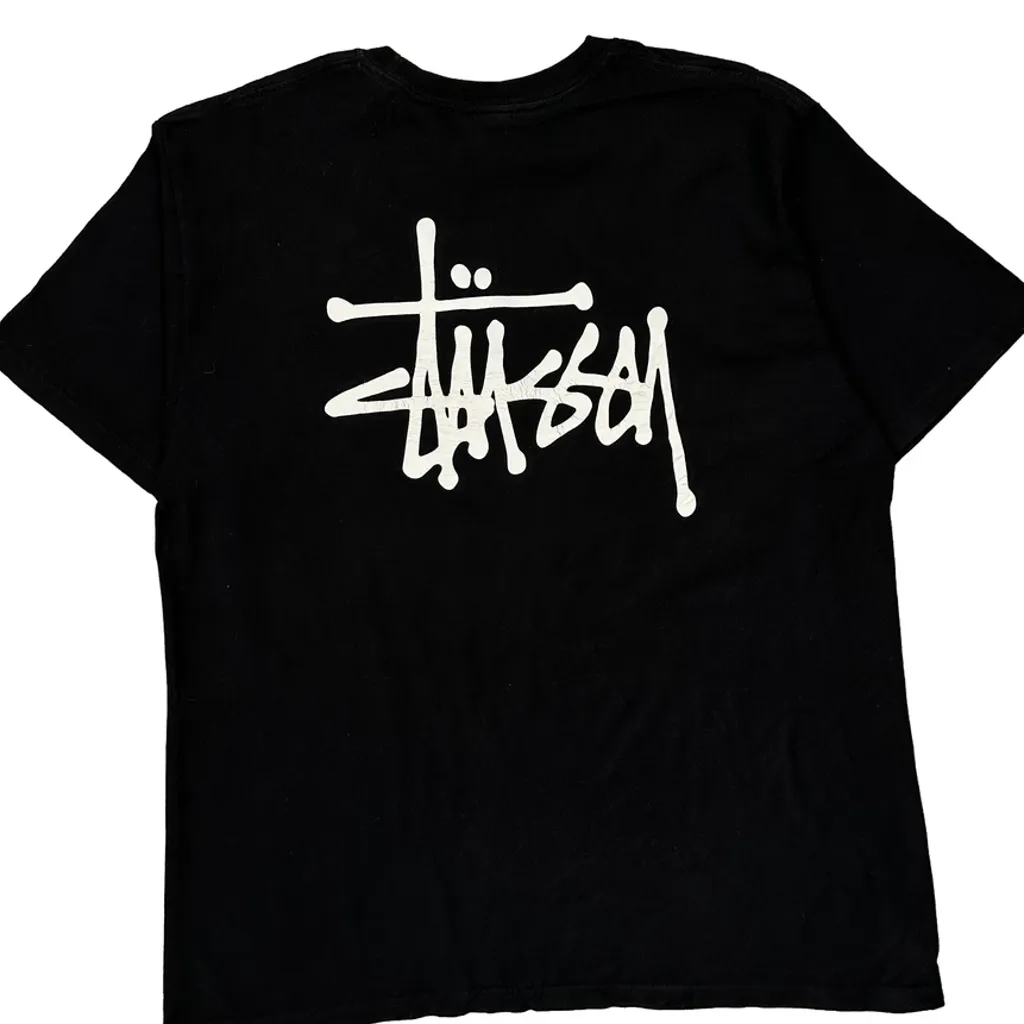Stussy Spellout T-Shirt - Large Black Cotton - Image 6