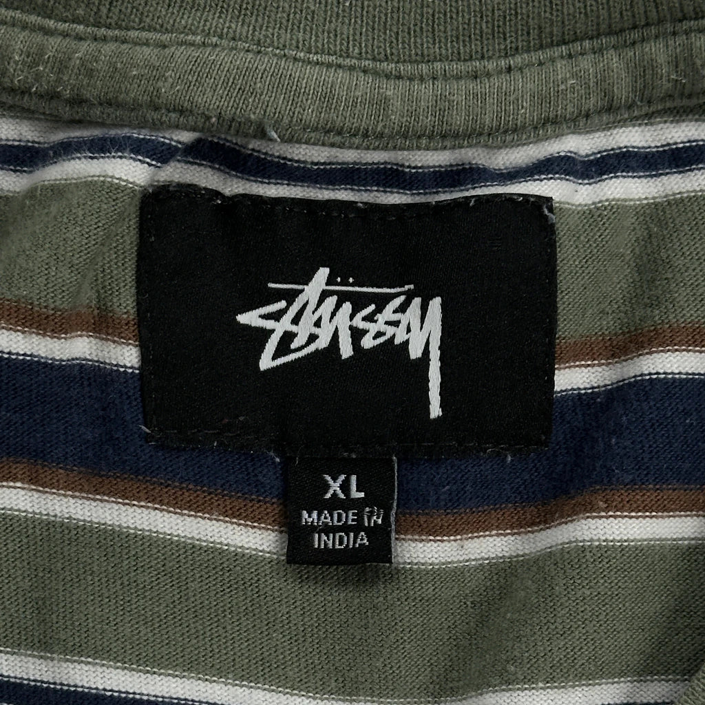 Stussy Striped T-Shirt - XL Green Cotton - Image 3