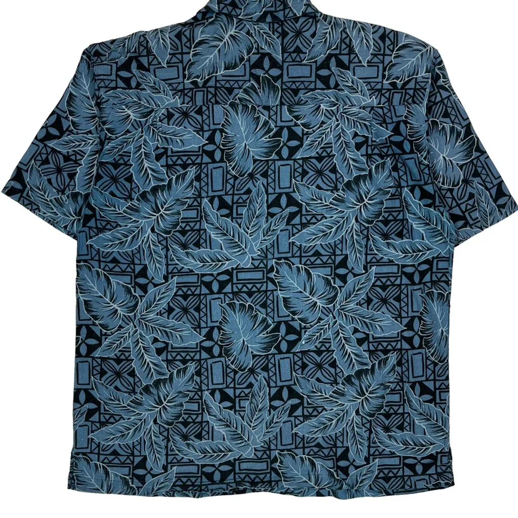 Summa Floral Hawaiian Shirt - Large Blue Cotton Blend - Image 6