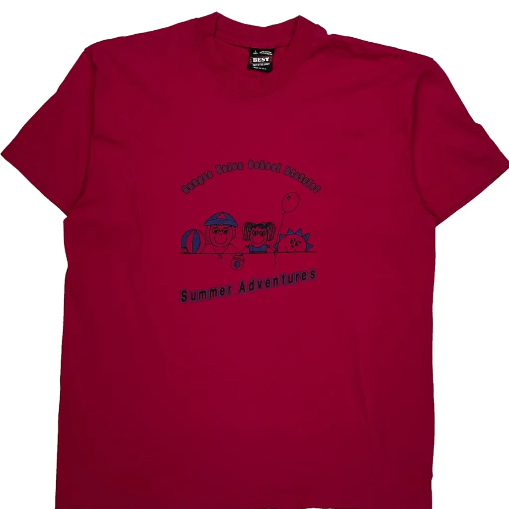 Summer Adventures Fruit Of The Loom Single Stitch T-Shirt - Large Red Cotton Blend - Image 4