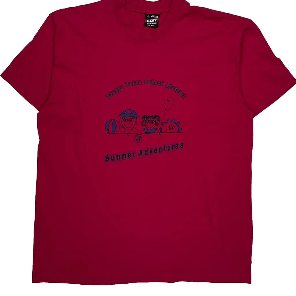 Summer Adventures Fruit Of The Loom Single Stitch T-Shirt - Large Red Cotton Blend - Image 5